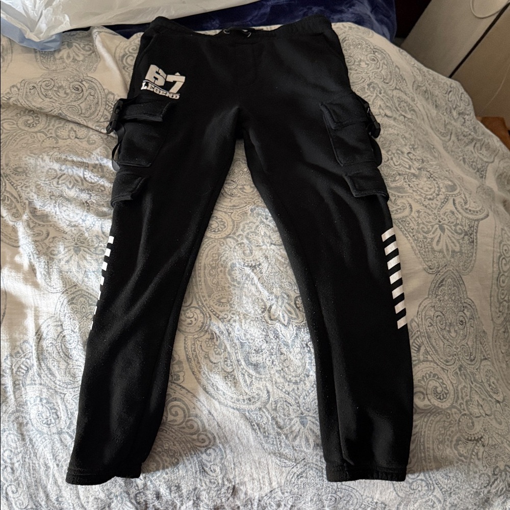 Ring of Fire Black Sweatpants with White Stripe Detail